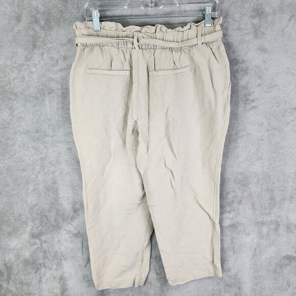 Womens Beige Old Navy Petite Linen Blend Paperbag Waist Cropped Pants Size 6P - Picture 6 of 10
